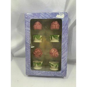 Pfaltzgraff Emma Mini Rose Salt & Pepper Shakers 4 pairs In Box